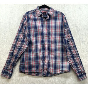Untuckit Shirt Mens Medium Red Blue Plaid Torrey Ridge Button Down Long Sleeve